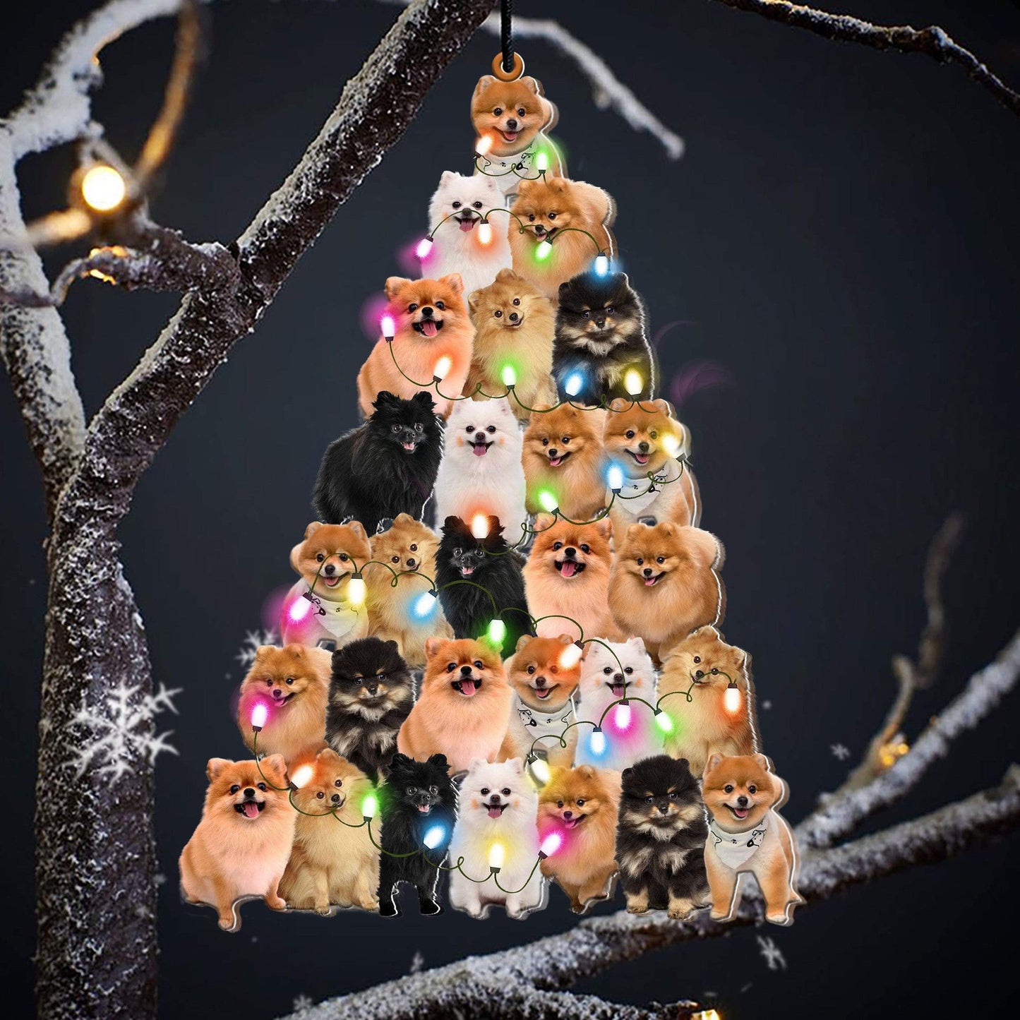Pomeranian Christmas Tree Shaped Ornament For Pomeranain Lover Custom Acrylic Ornament For Dog Mom OO3325