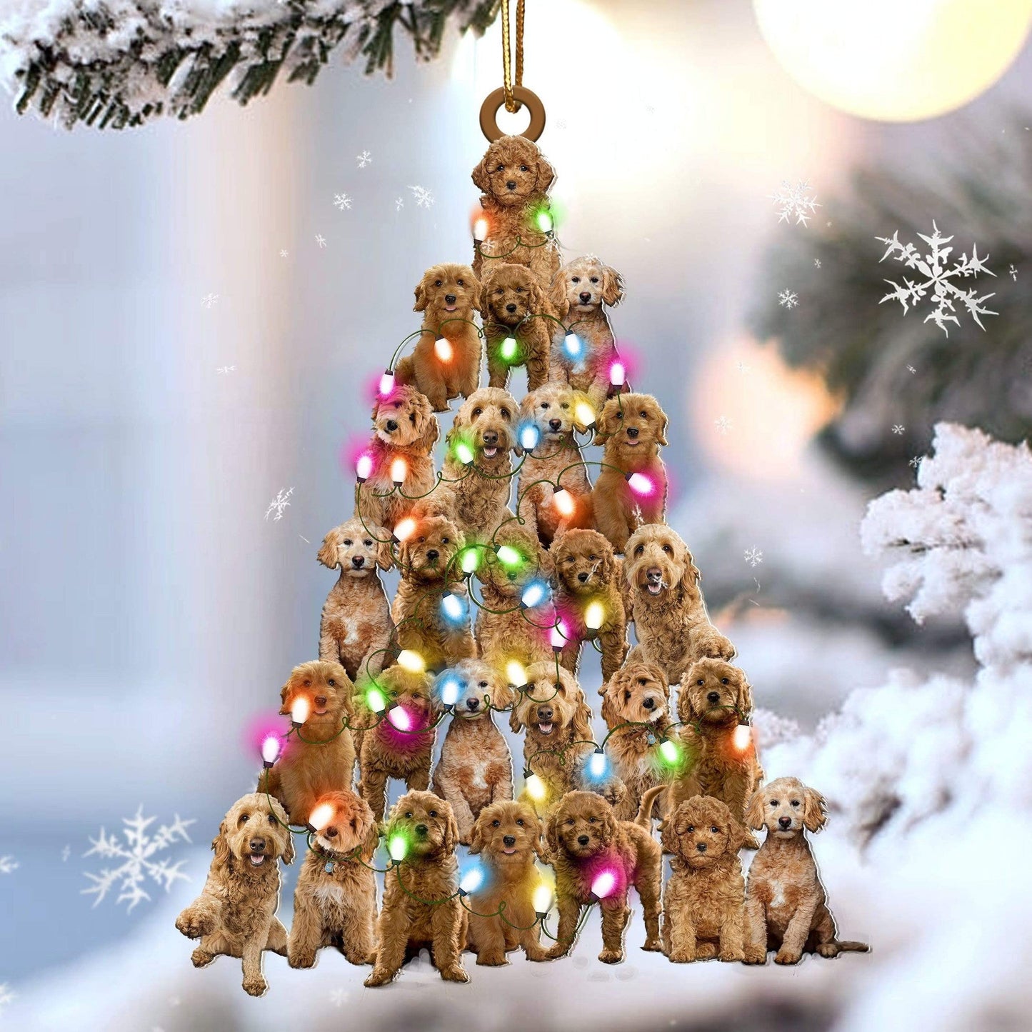 Goldendoodle Christmas Tree Shaped Ornament For Goldendoodle Lover Custom Acrylic Ornament For Dog Mom OO3314