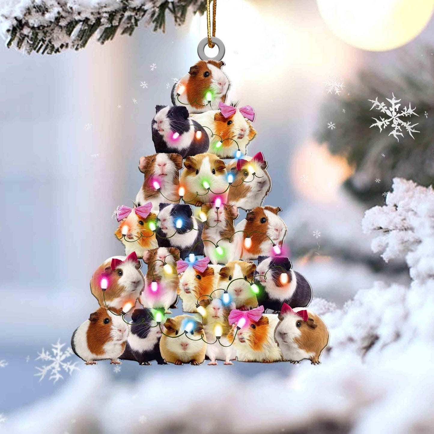 Guinea Pig Christmas Tree Shaped Acrylic Ornament For Animal Lovers OO3321