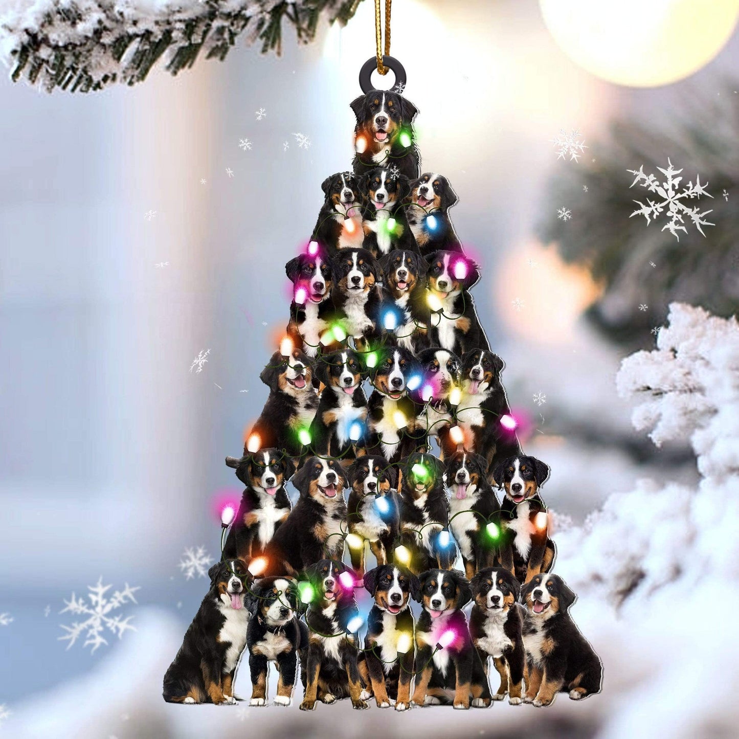 Bernese Mountain Christmas Tree Shaped Acrylic Ornament For Bernese Mountain Lovers OO3290