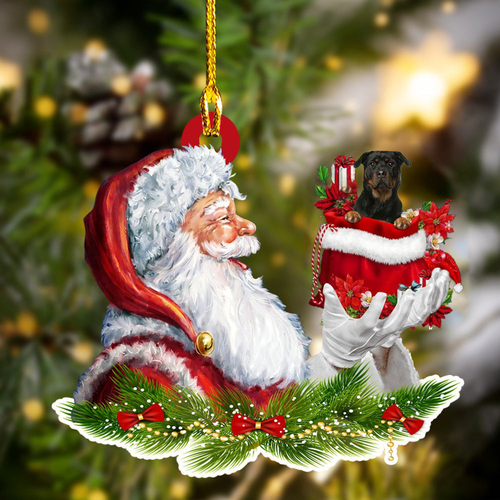 Rottweiler 2 and Santa Christmas Ornament for Dog Lovers, Dog Mom Acrylic Dog Ornament OO3281