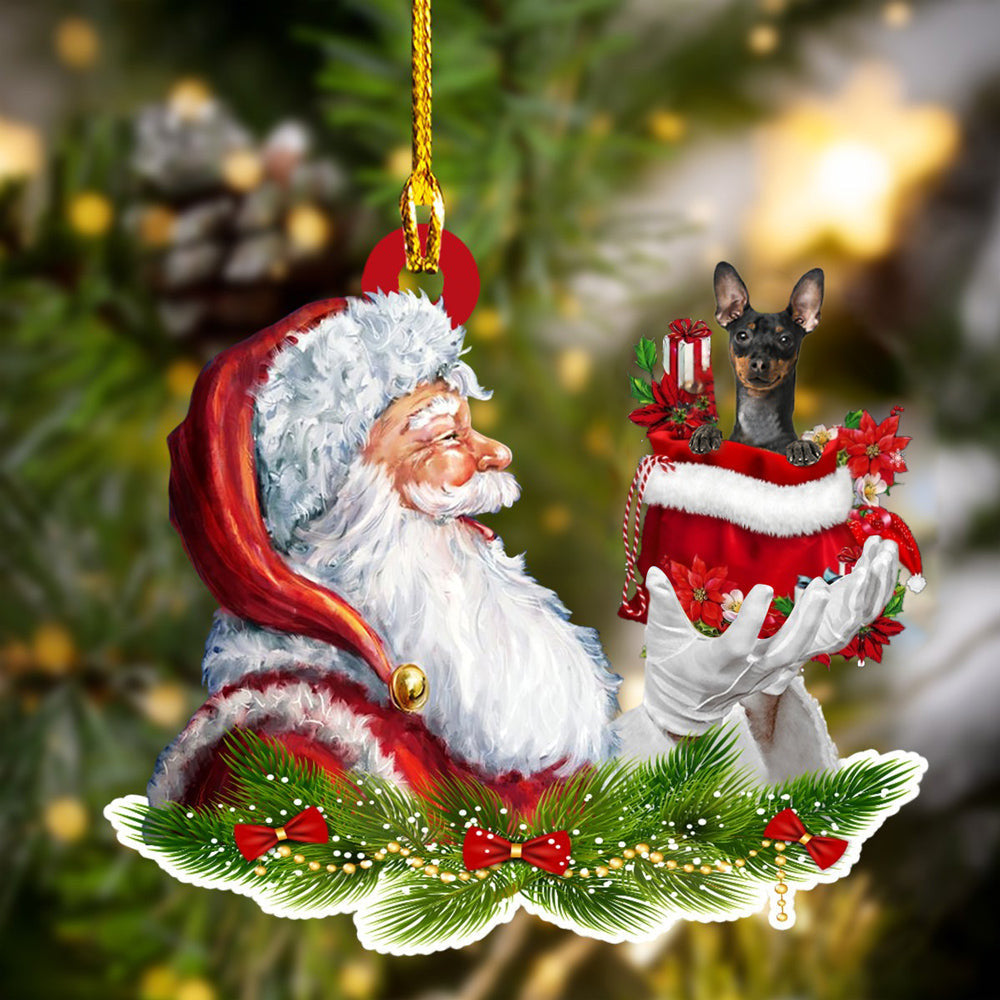 Miniature Pinscher and Santa Christmas Ornament for Dog Lovers, Dog Mom Acrylic Dog Ornament OO3265