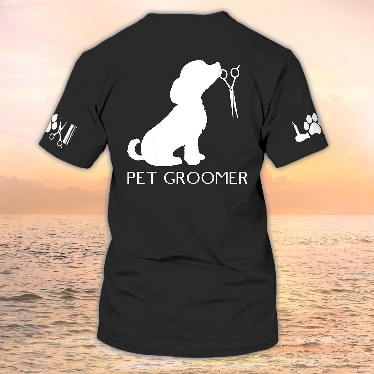Pet Groomer Shirts Grooming Custom Shirts Pet Salon Uniform Black TO2107