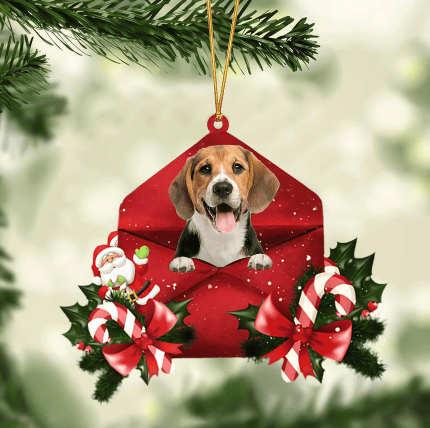 Beagle Dog Christmas Letter Shaped Ornament , Acrylic Dog Christmas Ornament Xmas Dog Gifts OO3170