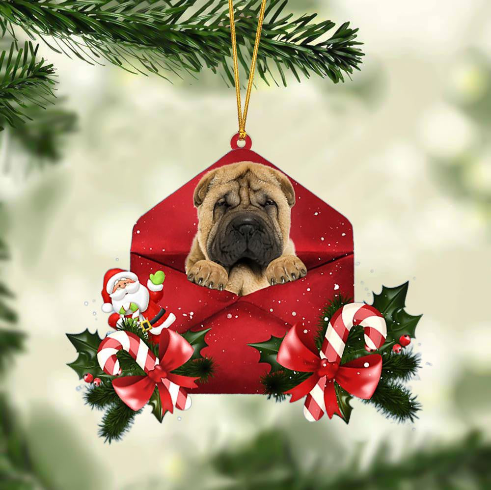 Shar Pei Christmas Letter Shaped Ornament , Acrylic Dog Christmas Ornament Xmas Dog Gifts OO3186