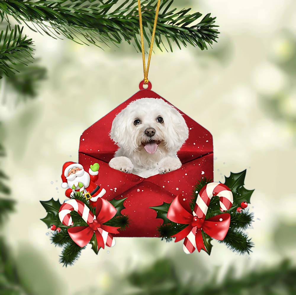 Bichon Christmas Letter Shaped Ornament , Acrylic Dog Christmas Ornament Xmas Dog Gifts OO3162