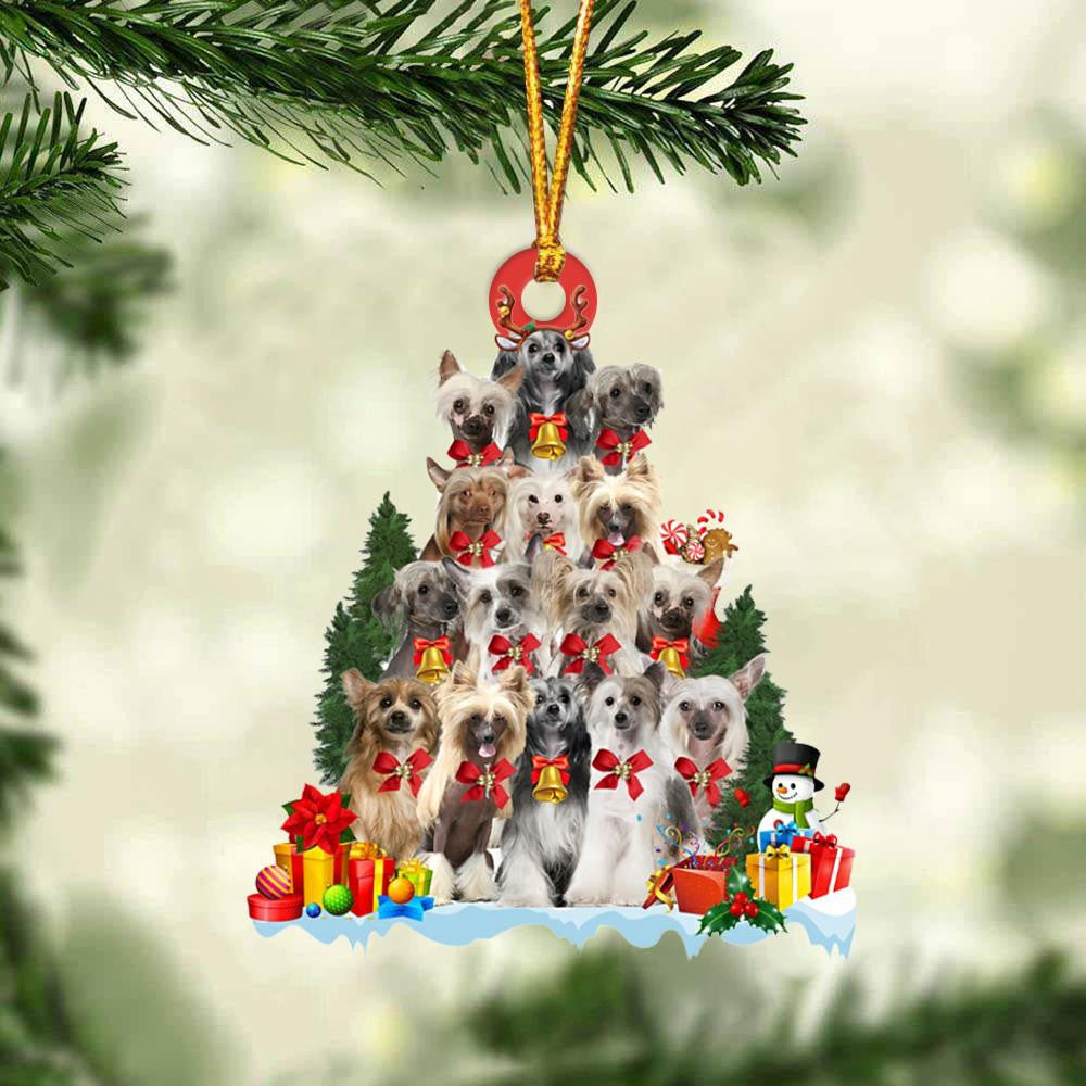 Chinese Crested Dog Christmas Tree Ornament Dog Gifts Acrylic Ornament Dog Gifts Acrylic Ornament OO3109