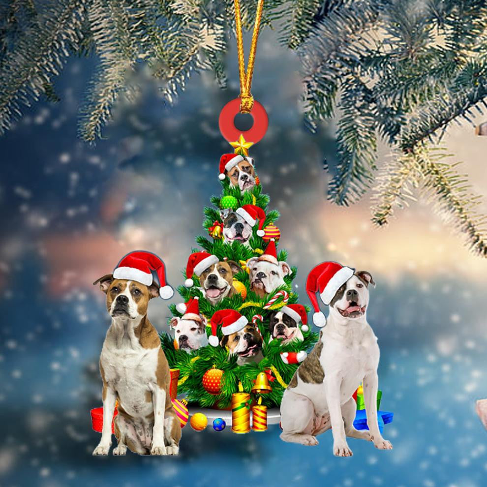 American Bulldogs Dog Christmas Tree Ornament Dog Gifts Acrylic Ornament Dog Gifts Acrylic Ornament OO3097