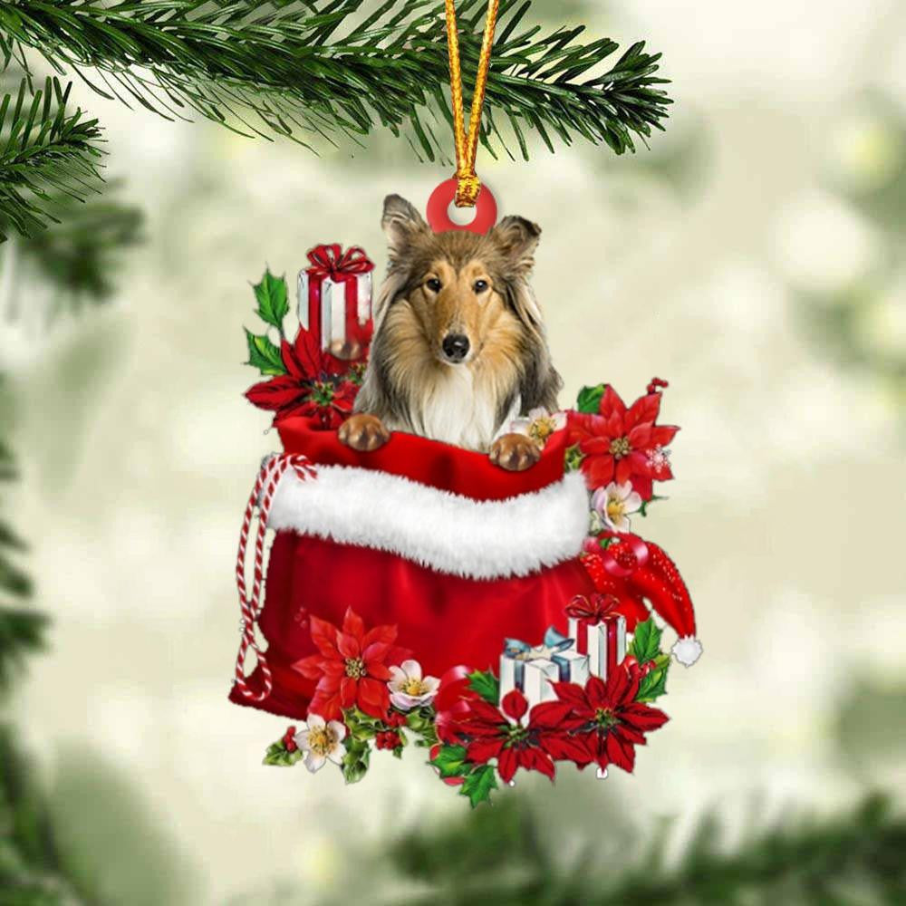 Scotch Collie In Gift Bag Christmas Ornament for Dog Lovers Made by Acrylic OO3048