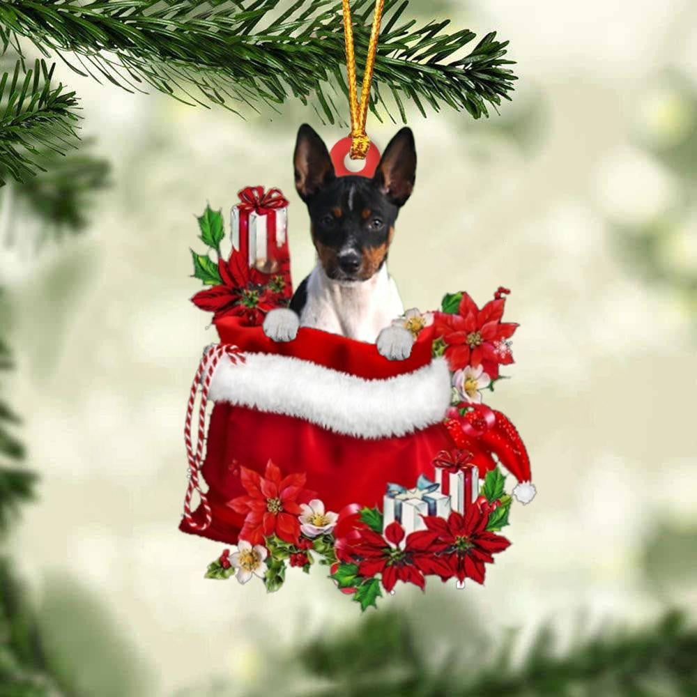 Rat Terrier In Gift Bag Christmas Ornament for Dog Lovers Made by Acrylic OO3039