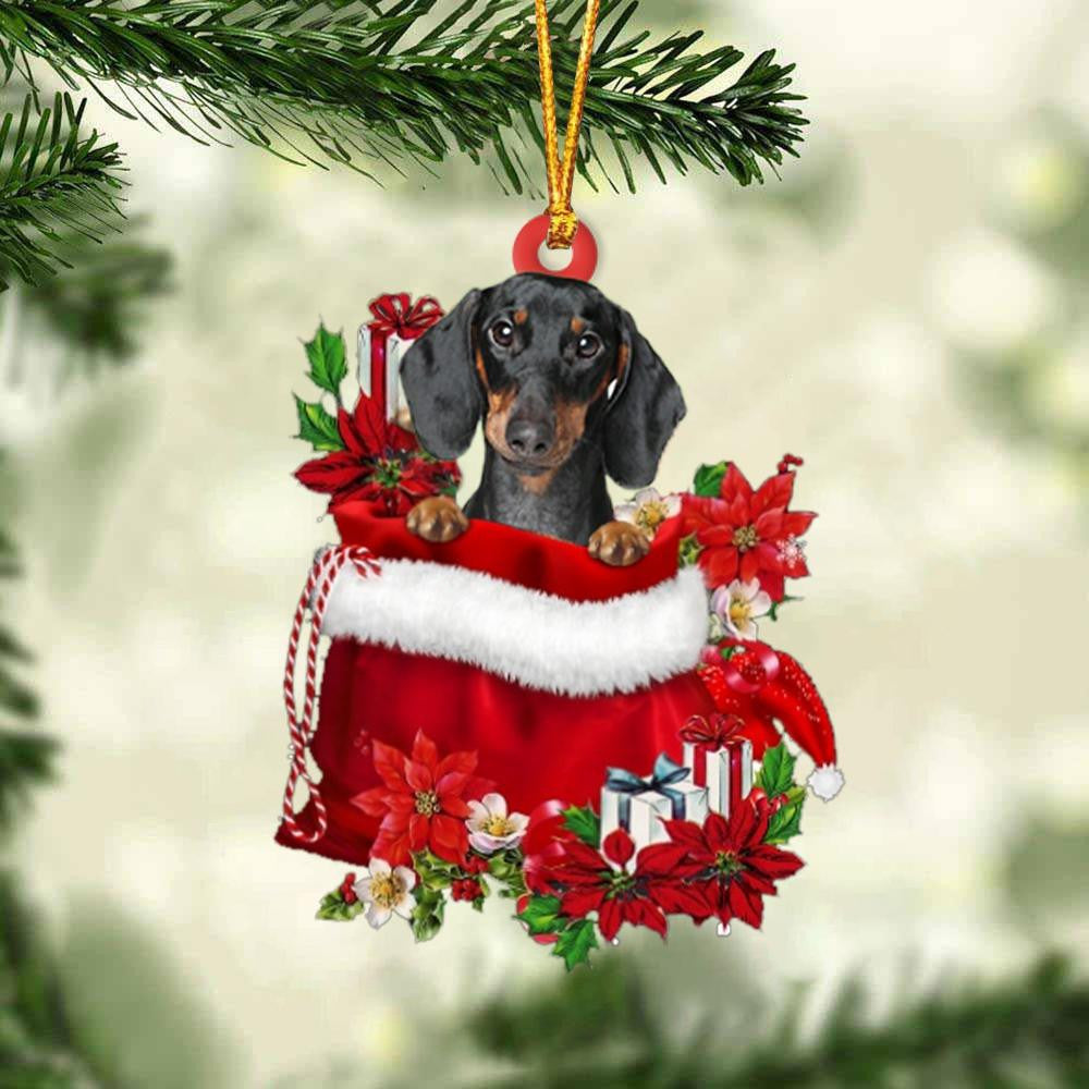 Dachshund 2 In Gift Bag Christmas Ornament for Dog Lovers Made by Acrylic OO3030