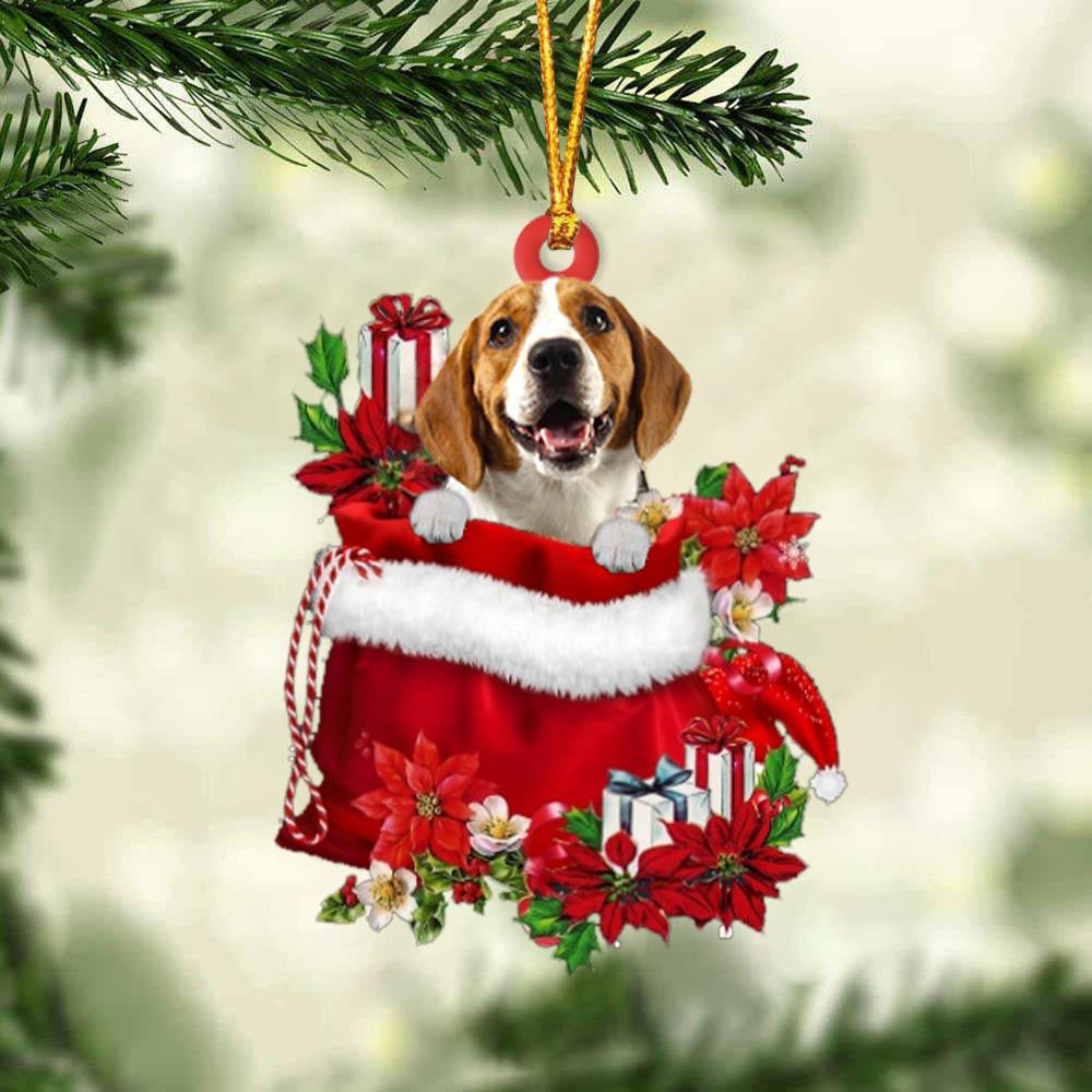 Beagle In Gift Bag Christmas Ornament for Dog Lovers Made by Acrylic OO3020