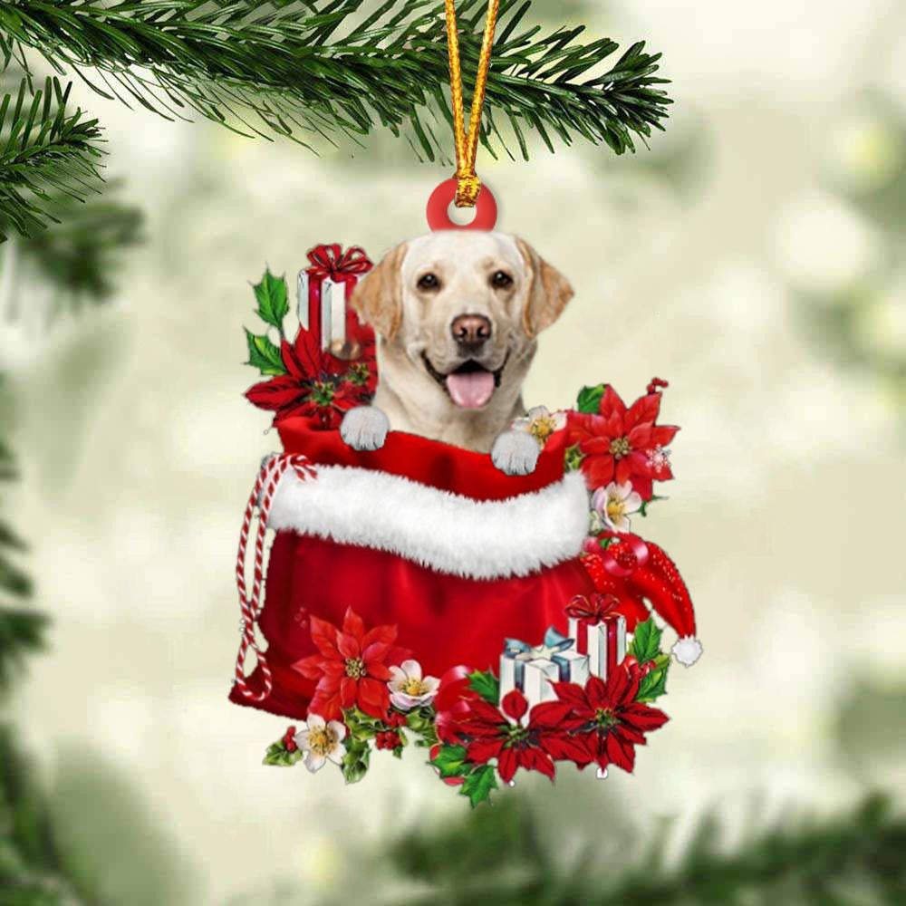 Labrador Retriever In Gift Bag Christmas Ornament for Dog Lovers Made by Acrylic OO3017