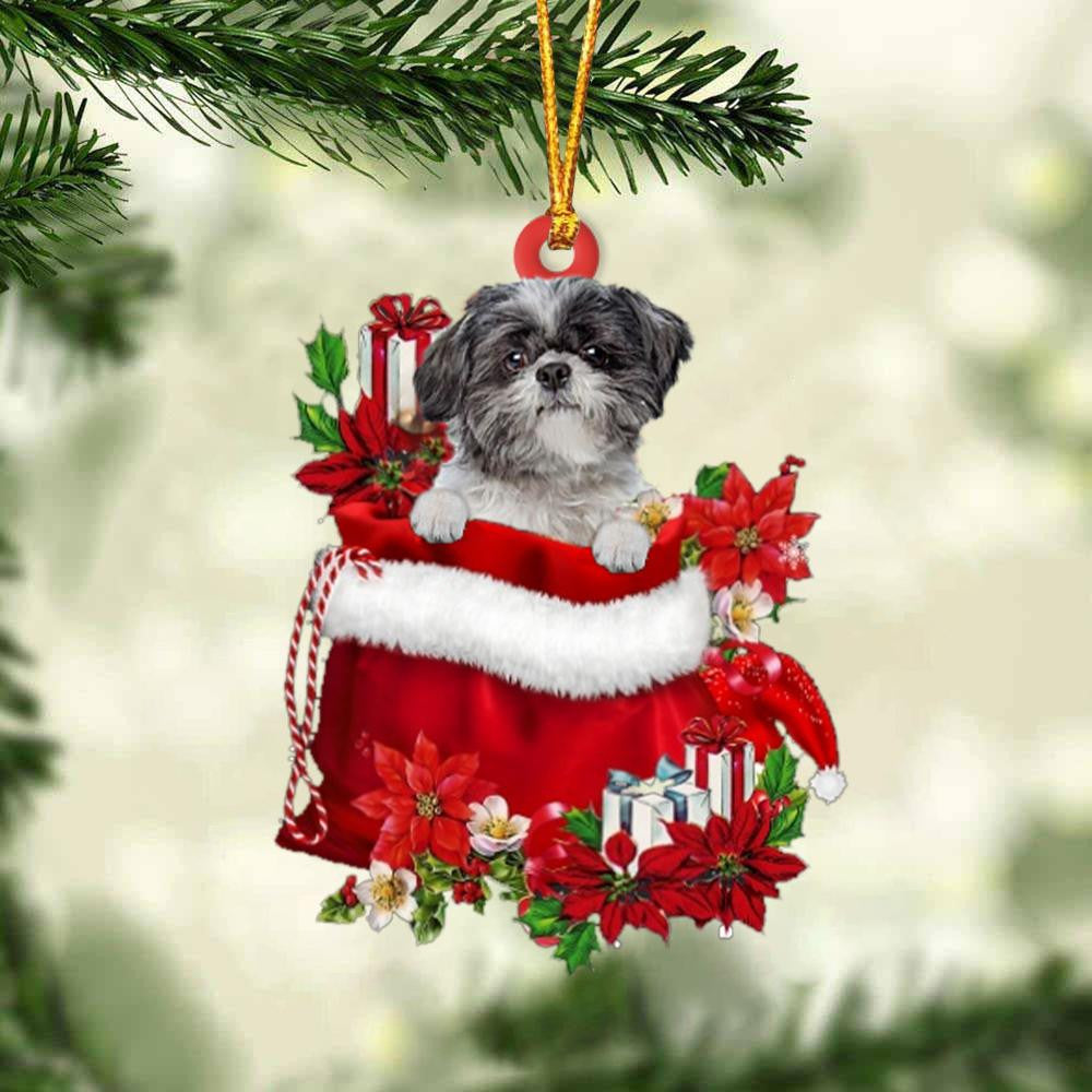 Lhasa Apso In Gift Bag Christmas Ornament for Dog Lovers Made by Acrylic OO3036