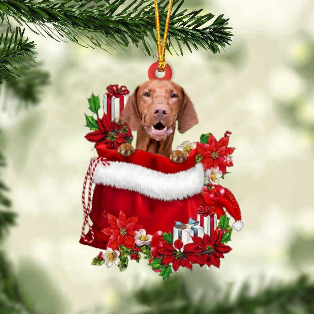 Vizsla In Gift Bag Christmas Ornament for Dog Lovers Made by Acrylic OO3003