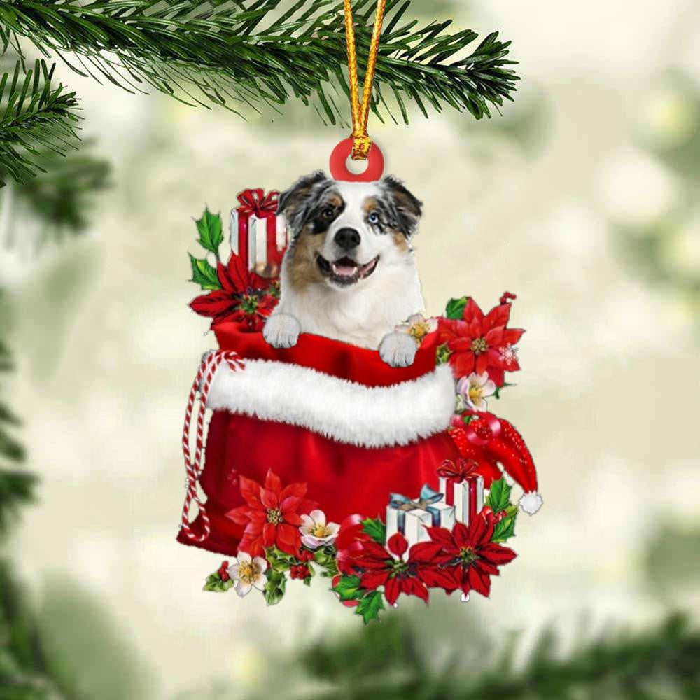 Australian Shepherd In Gift Bag Christmas Ornament for Dog Lovers Made by Acrylic OO3009