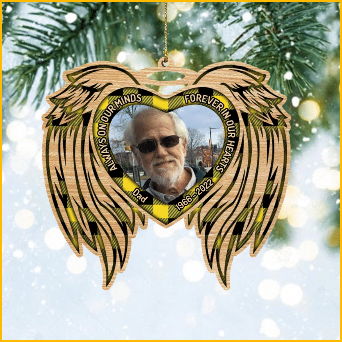Personalized Memorial Christmas Always On Our Minds Forever In Our Hearts Wood Shape Ornament OO2939