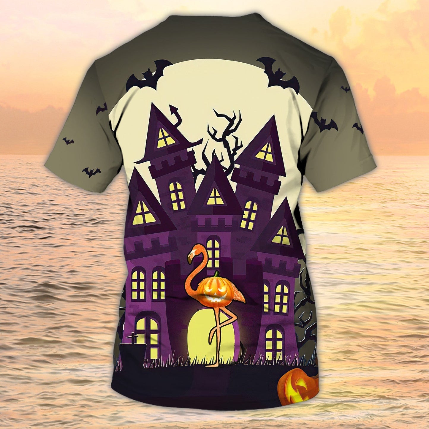 3D All Over Print Flamingo On City Halloween Shirt Halloween Gift For Flamingo Lover TO1982
