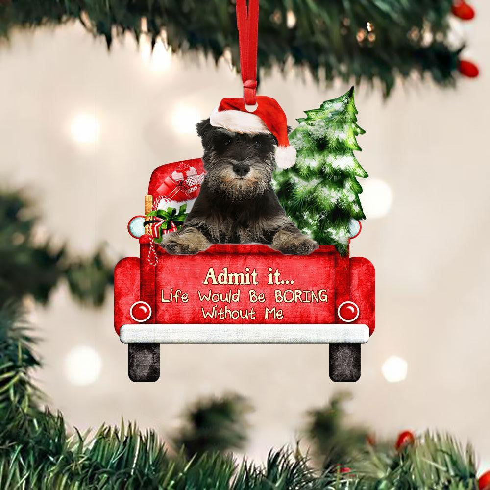 Miniature-Schnauzer On The Red Truck Acrylic Christmas Ornament OO2912