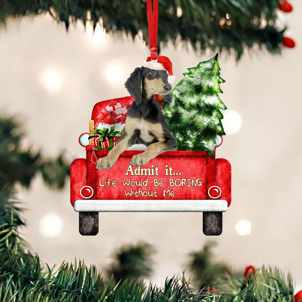Saluki On The Red Truck Acrylic Christmas Ornament OO2904
