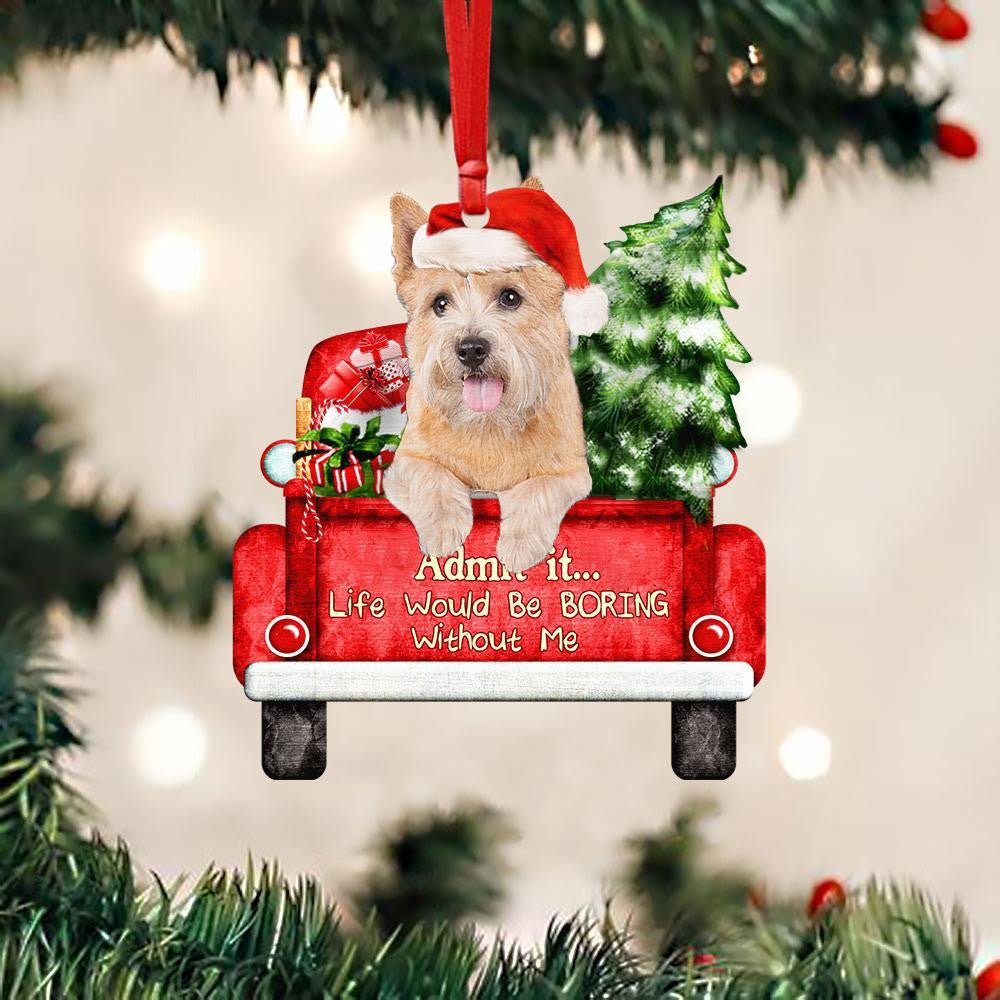 Norwich Terrier On The Red Truck Acrylic Christmas Ornament OO2902