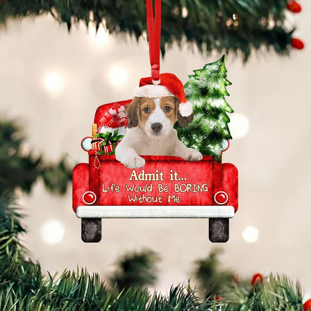 Kooikerhondje On The Red Truck Acrylic Christmas Ornament OO2893