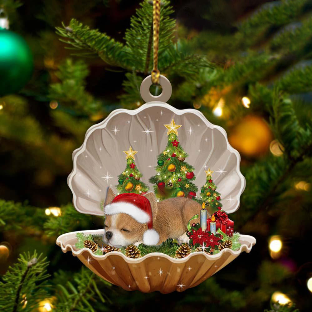 Chihuahua3 Sleeping in Pearl Dog Christmas Ornament Flat Acrylic OO2812