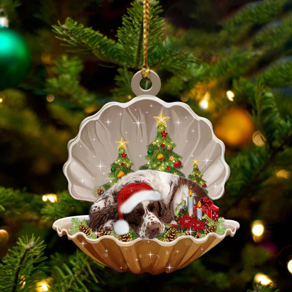 English Springer Spaniel3 Sleeping in Pearl Dog Christmas Ornament Flat Acrylic OO2774