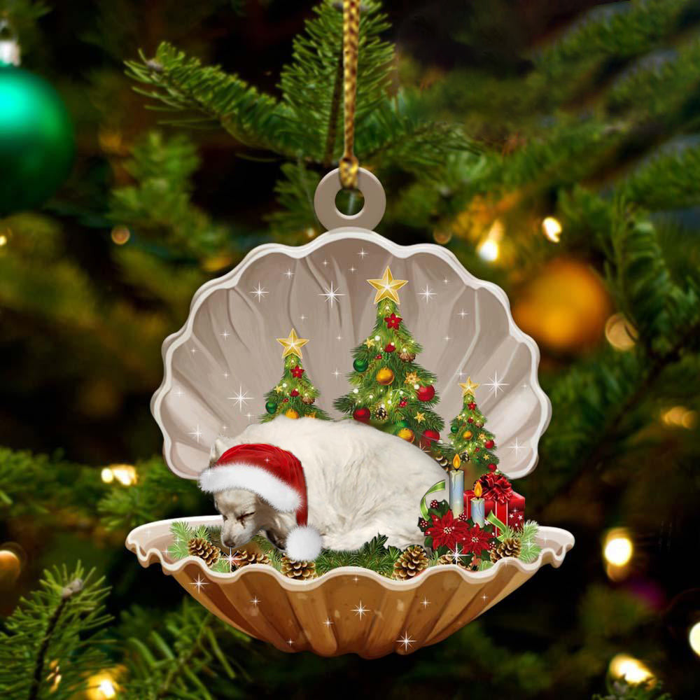American Eskimo Sleeping in Pearl Dog Christmas Ornament Flat Acrylic OO2758
