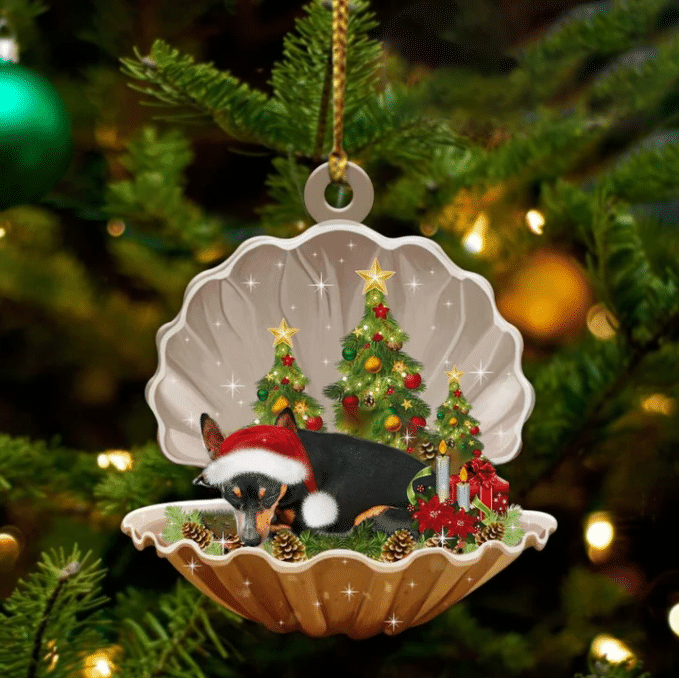 Miniature Pinscher Sleeping in Pearl Dog Christmas Ornament Flat Acrylic OO2756
