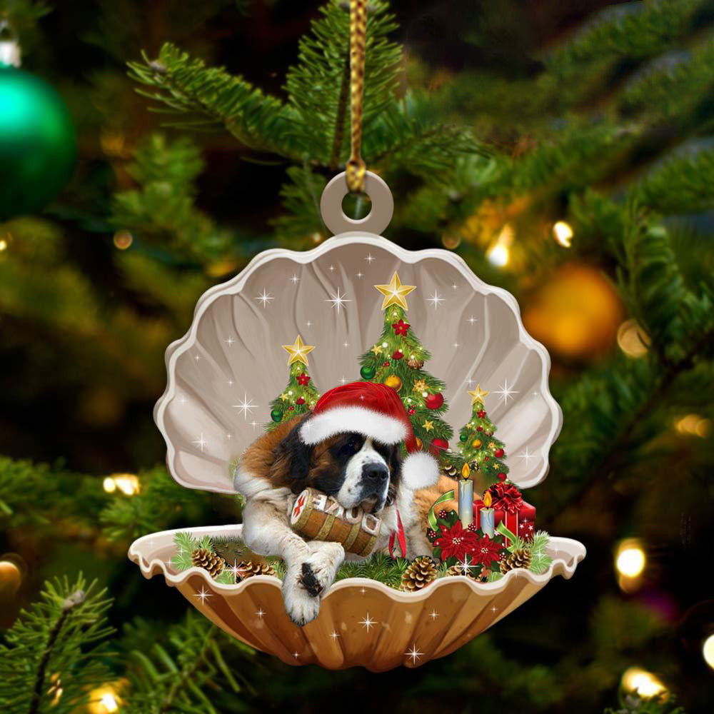 St Bernard Sleeping in Pearl Dog Christmas Ornament Flat Acrylic OO2739