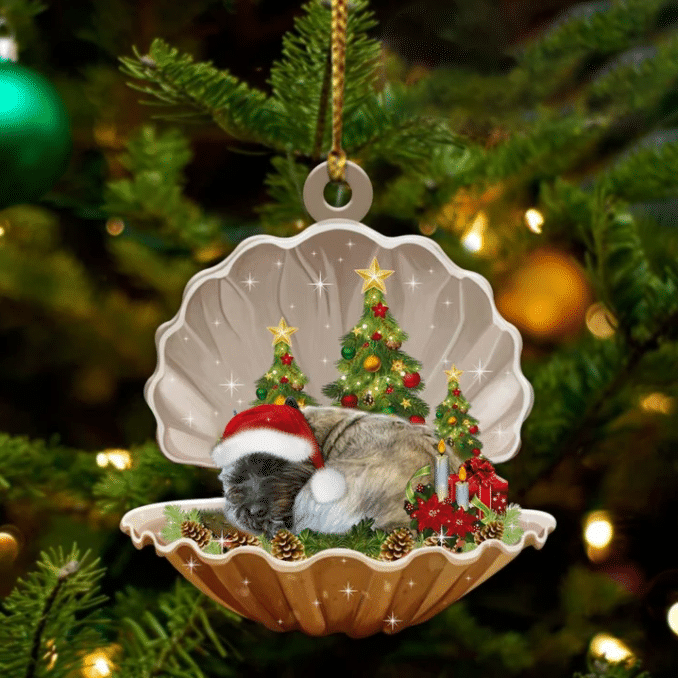 Cairn Terrier3 Sleeping in Pearl Dog Christmas Ornament Flat Acrylic OO2733