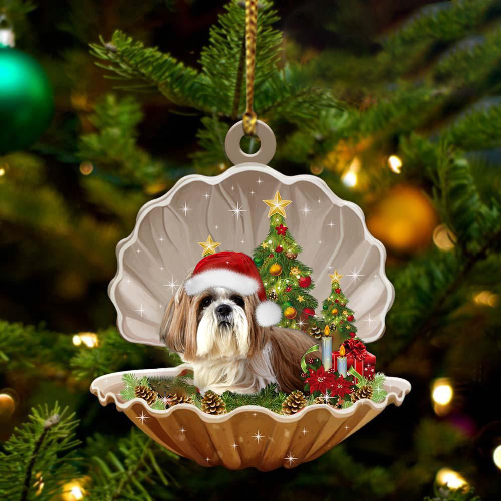 Shih Tzu Sleeping in Pearl Dog Christmas Ornament Flat Acrylic OO2730