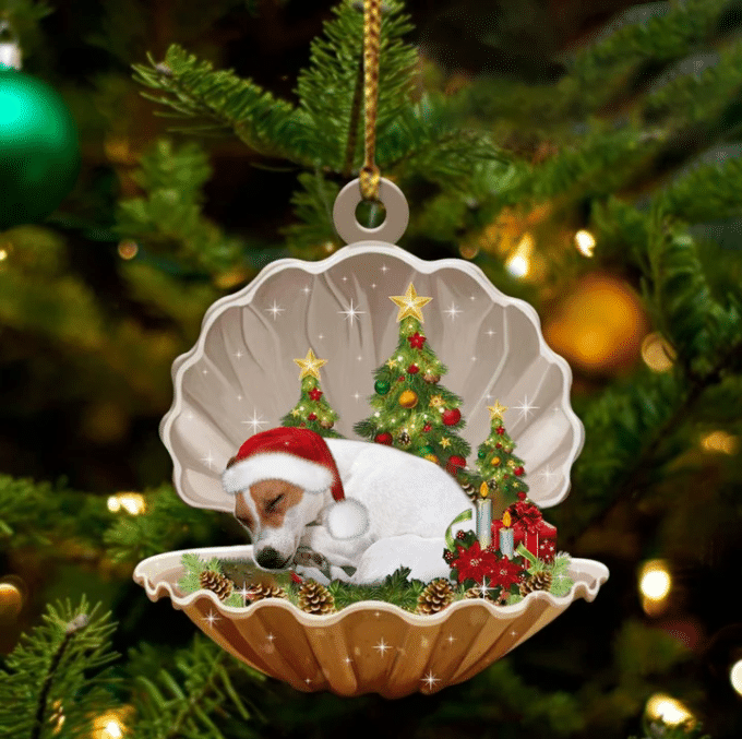 Jack Russell Terrier Sleeping in Pearl Dog Christmas Ornament Flat Acrylic OO2727