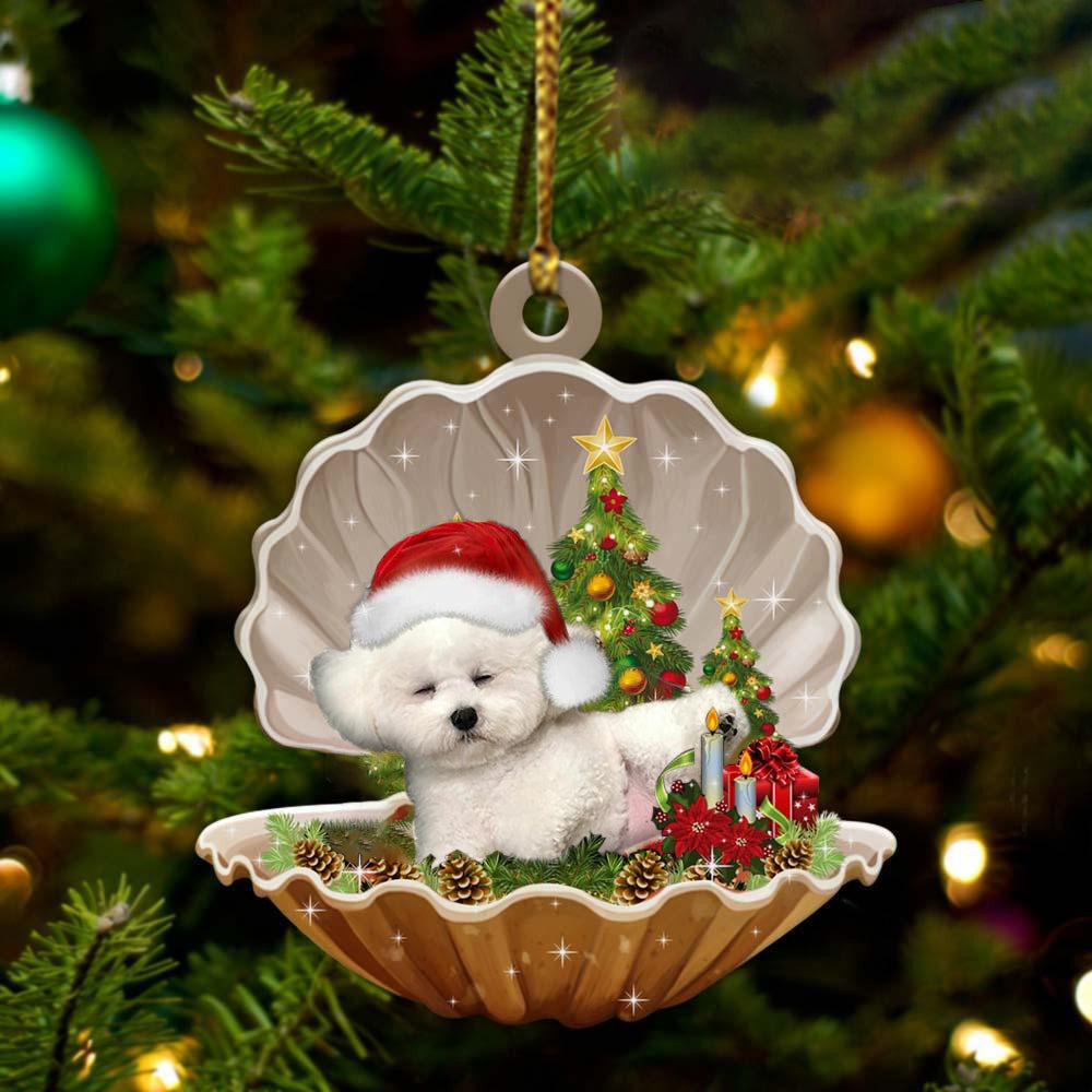 Bichon Frise Sleeping in Pearl Dog Christmas Ornament Flat Acrylic OO2699
