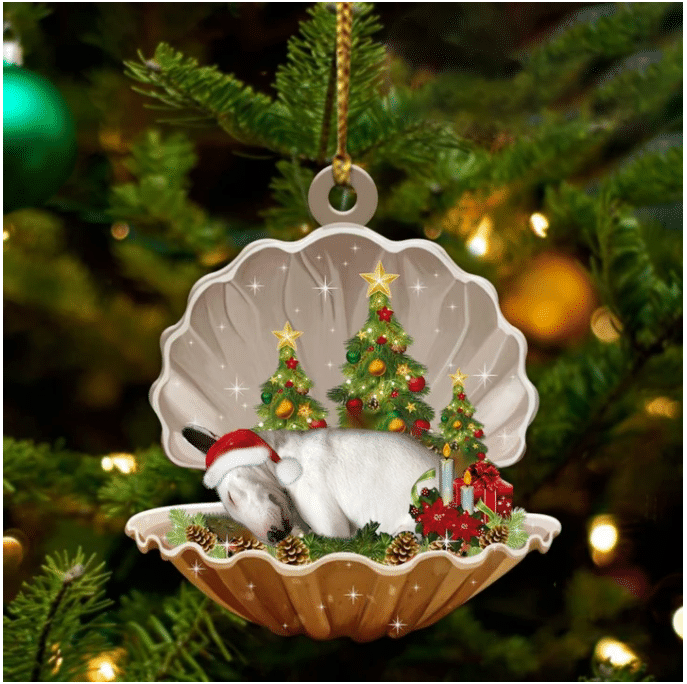 Bull Terrier Sleeping in Pearl Dog Christmas Ornament Flat Acrylic OO2676