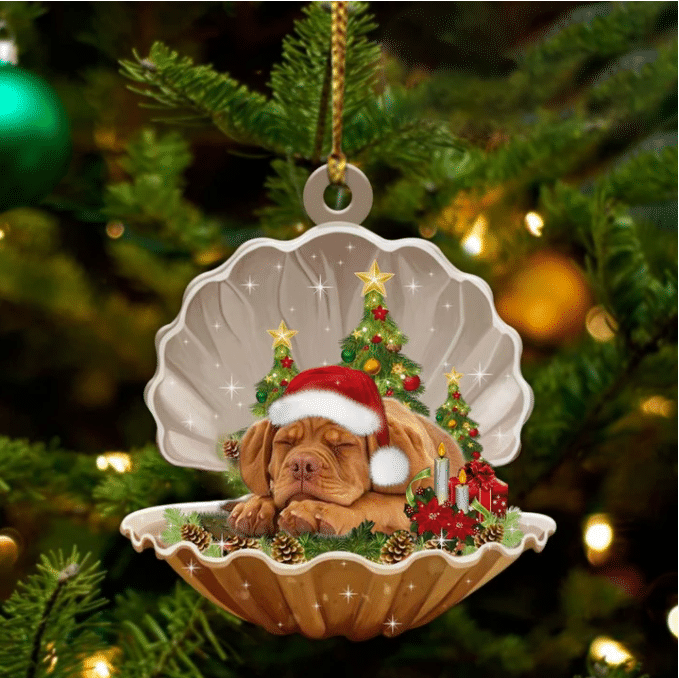Dogue De Bordeaux3 Sleeping in Pearl Dog Christmas Ornament Flat Acrylic OO2651