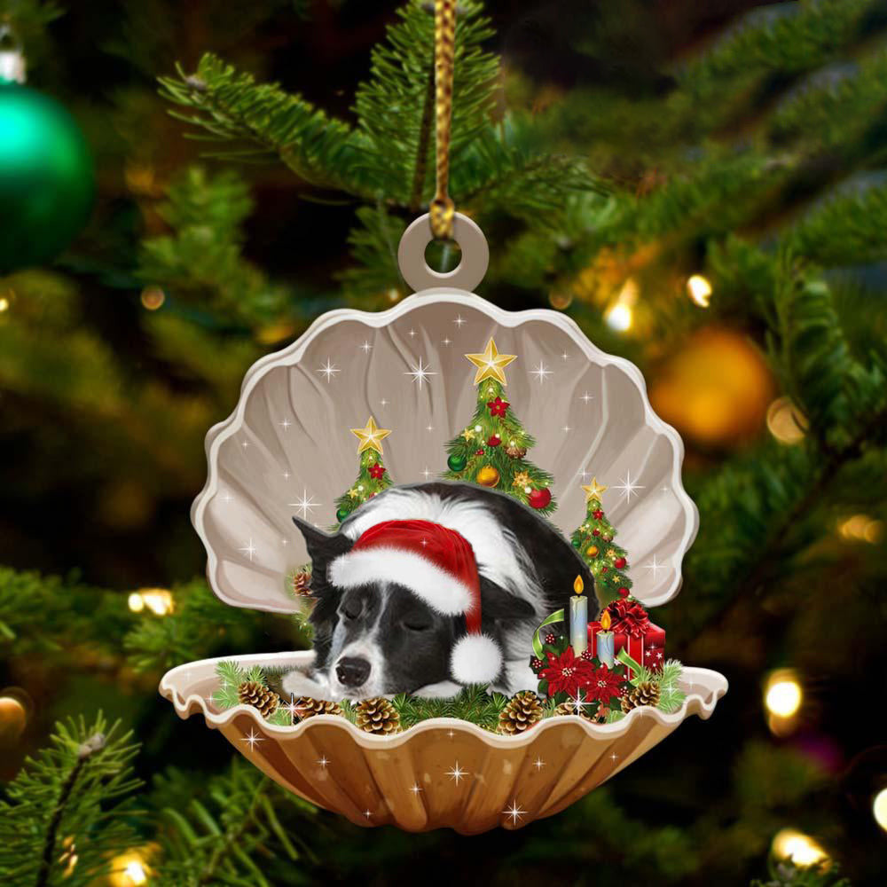 Border Collie3 Sleeping in Pearl Dog Christmas Ornament Flat Acrylic OO2625