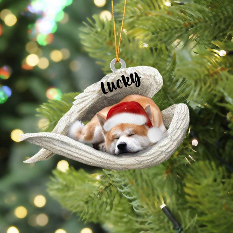 Akita Inu Sleeping Angel Christmas Flat Acrylic Dog Ornament Memorial Dog Gift OO2590
