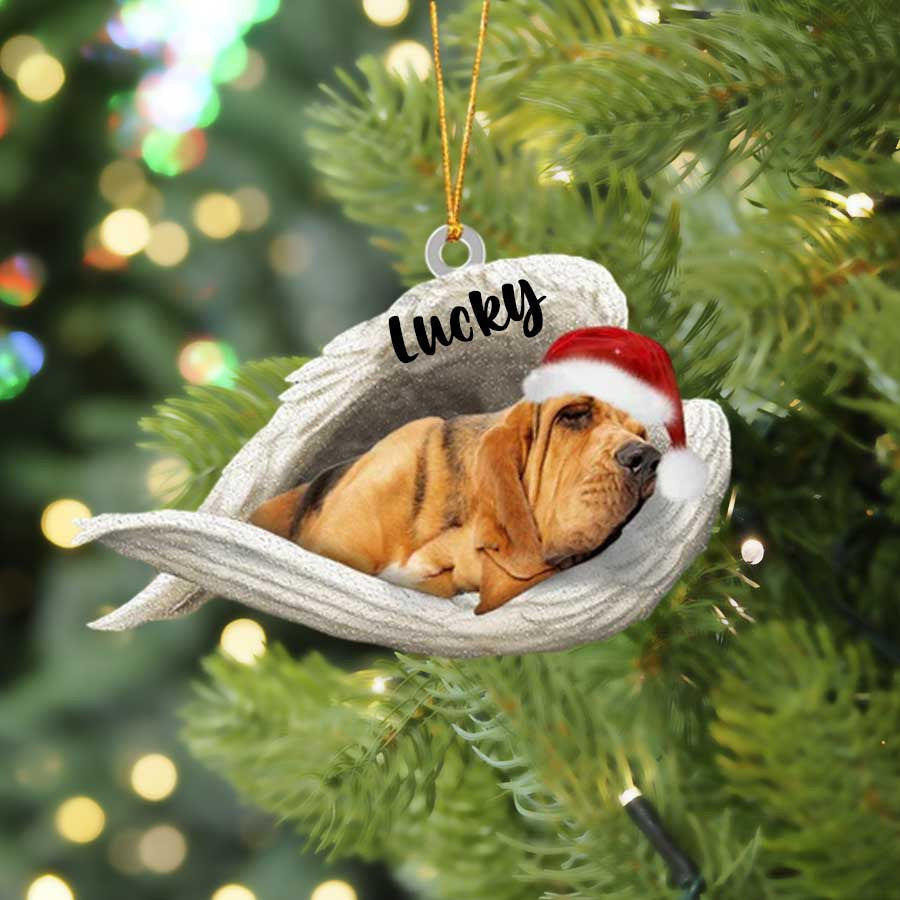 Bloodhound Sleeping Angel Christmas Flat Acrylic Dog Ornament Memorial Dog Gift OO2559