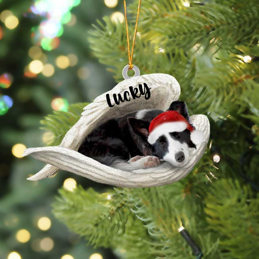 Personalized Border Collie Sleeping Angel Christmas Flat Acrylic Dog Ornament Memorial Dog Gift OO2557