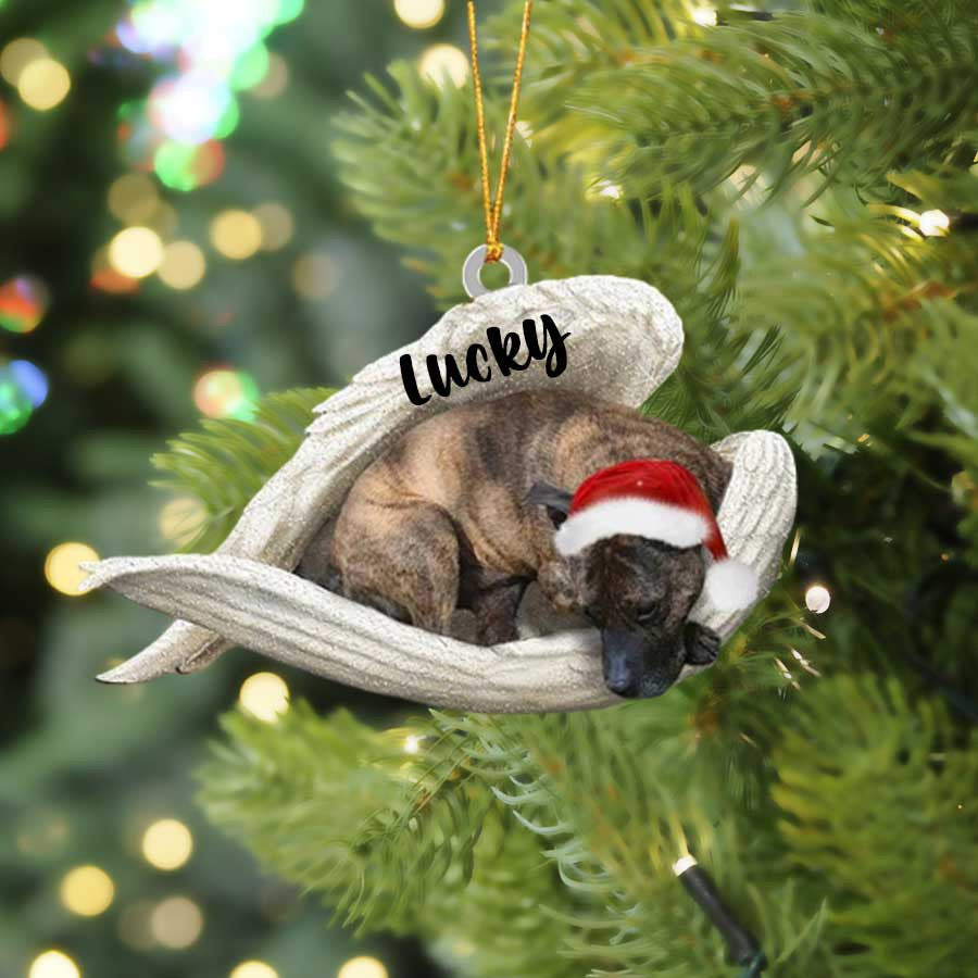 Personalized Brindle Staffy Sleeping Angel Christmas Flat Acrylic Dog Ornament Memorial Dog Gift OO2551