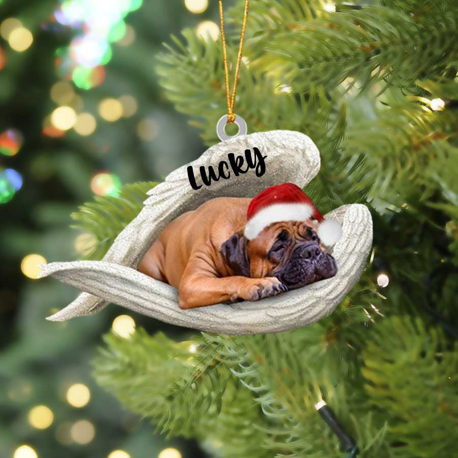 Personalized Bull Mastiff Sleeping Angel Christmas Flat Acrylic Dog Ornament Memorial Dog Gift OO2549