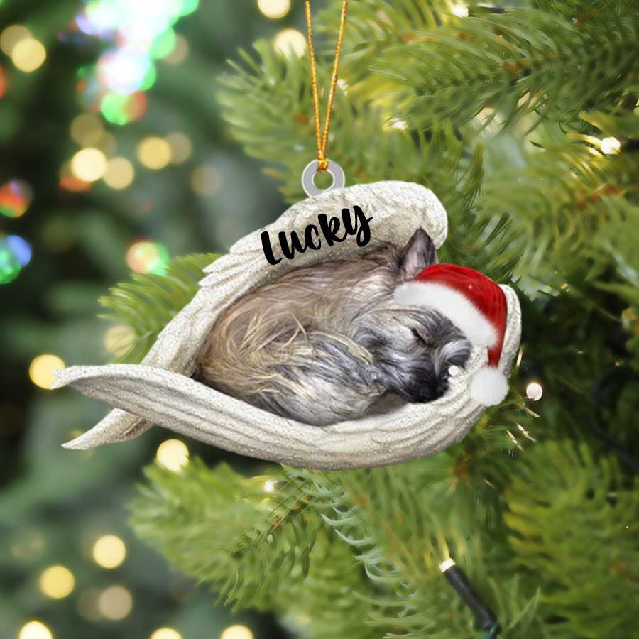 Personalized Cairn Terrier Sleeping Angel Christmas Flat Acrylic Dog Ornament Memorial Dog Gift OO2546