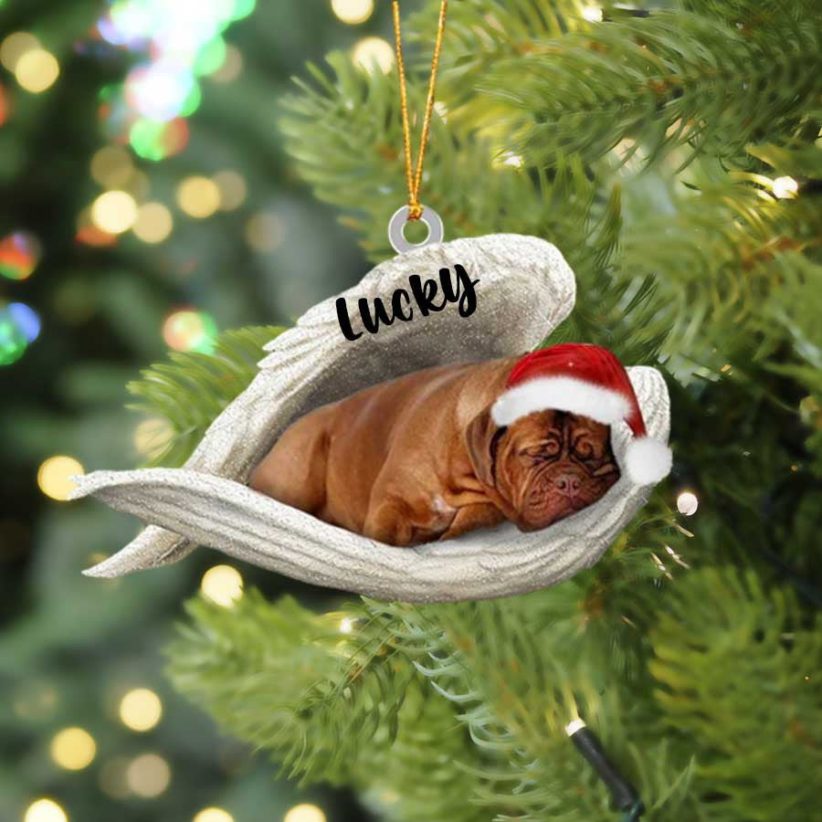 Personalized Dogue De Bordeaux Sleeping Angel Christmas Flat Acrylic Dog Ornament Memorial Dog Gift OO2534