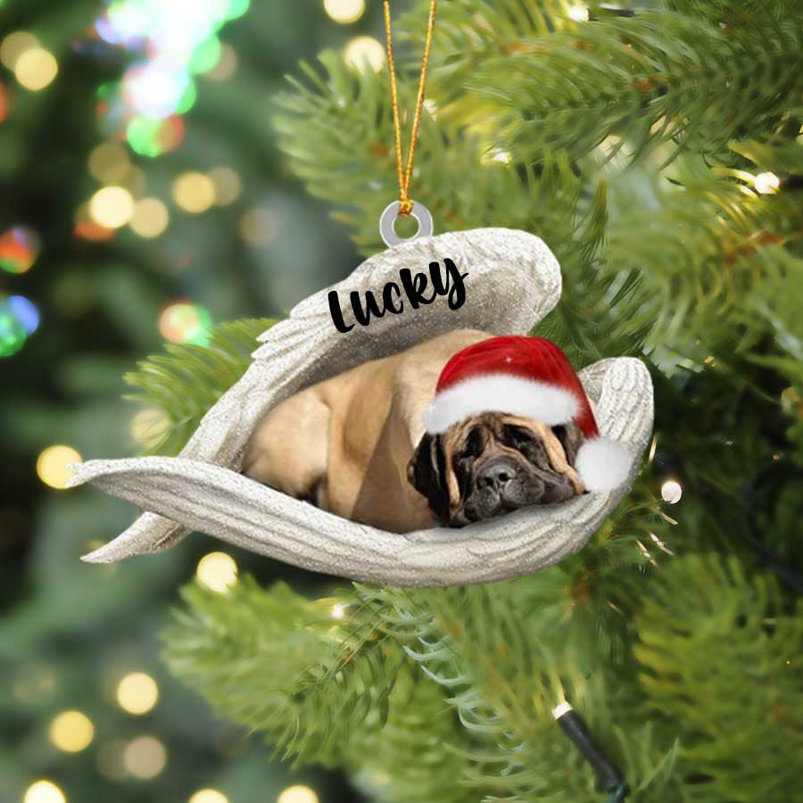 Personalized English Mastiff Sleeping Angel Christmas Flat Acrylic Dog Ornament Memorial Dog Gift OO2533