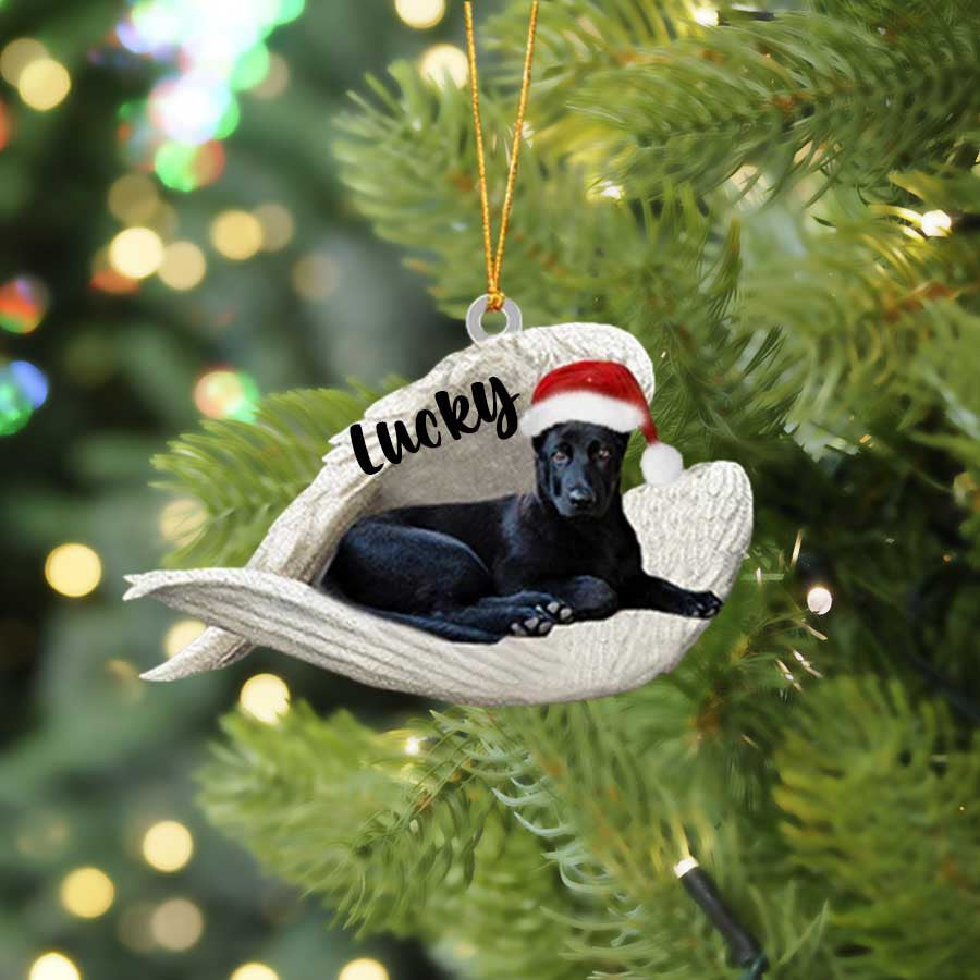 Personalized White German Shepherd Sleeping Angel Christmas Flat Acrylic Dog Ornament Memorial Dog Gift OO2524