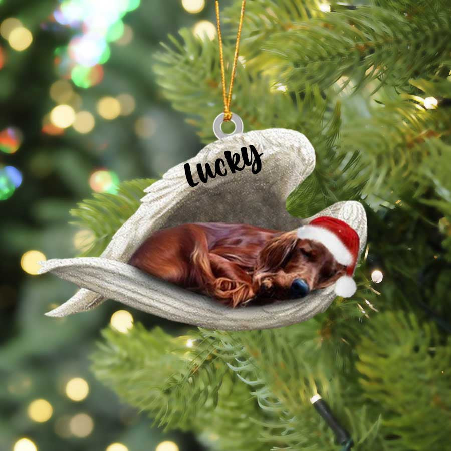 Personalized Irish Setter Sleeping Angel Christmas Flat Acrylic Dog Ornament Memorial Dog Gift OO2513