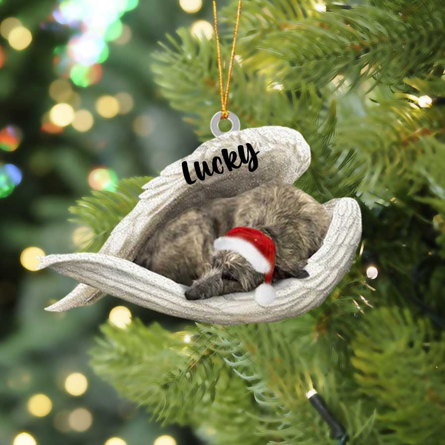 Personalized Irish Wolfhound Sleeping Angel Christmas Flat Acrylic Dog Ornament Memorial Dog Gift OO2512