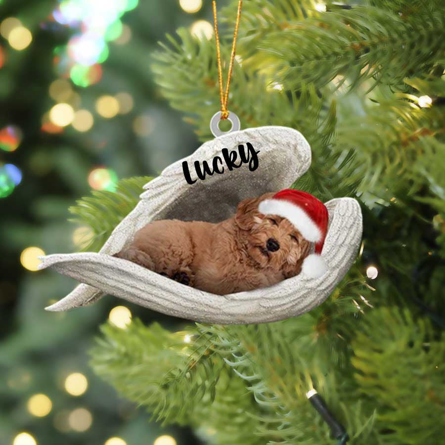 Personalized Labradoodle Sleeping Angel Christmas Flat Acrylic Dog Ornament Memorial Dog Gift OO2508